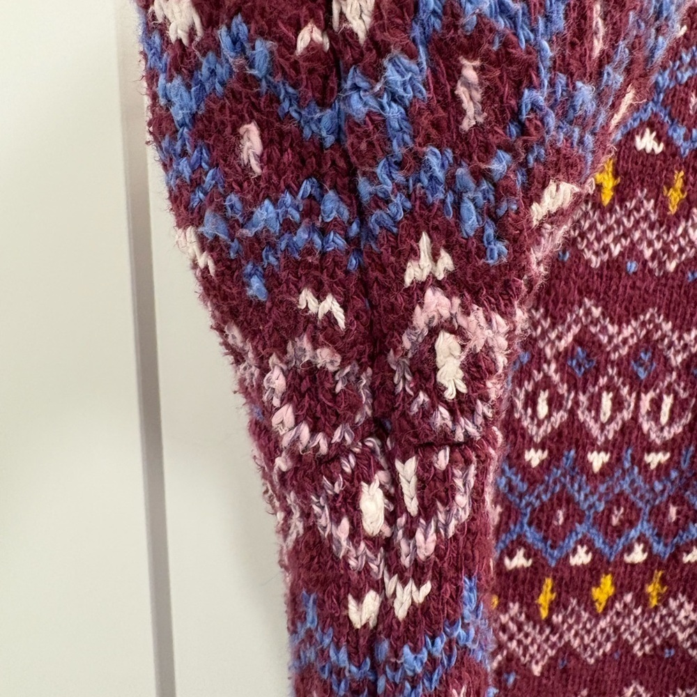 LL Bean Cotton Ragg Fair Isle Cardigan Sweater - Picture 13 of 15